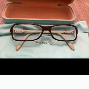 Tiffany & Co. Women's Brown Rectangle Eyeglasses with Tiffany Blue Arms